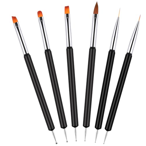 Nagelkunst-Pinsel, doppelseitiges Nagelkunst-Set, Werkzeug, Nagel-Punktierwerkzeug, dünne Borsten, Pinsel, Nägel, Zubehör für Frauen, Mädchen, Techniker, Anfänger, Malerei, Design, DIY, Schwarz, 6 Nagelkunst-Pinsel, doppelseitiges Nagelkunst-Set, Werkzeug, Nagel-Punktierwerkzeug, dünne Borsten, Pinsel, Nägel, Zubehör für Frauen, Mädchen, Techniker, Anfänger, Malerei, Design, DIY, Schwarz, 6 von Larrel