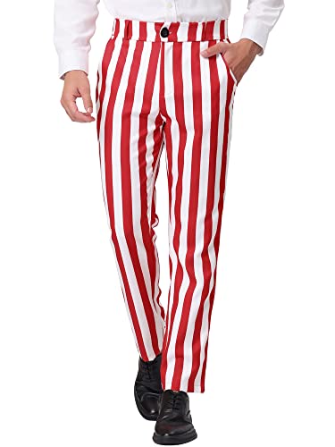 Lars Amadeus Gestreifte Anzughose für Herren, Klassische Passform, Flache Front, Arbeitshose für den Abschlussball rot-Weiss L Lars Amadeus Gestreifte Anzughose für Herren, Klassische Passform, Flache Front, Arbeitshose für den Abschlussball rot-Weiss L von Lars Amadeus