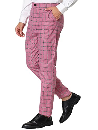 Lars Amadeus Herren Business Plaid Hosen Casual Slim Fit Kariert Kleid Hosen, rose, 44 von Lars Amadeus