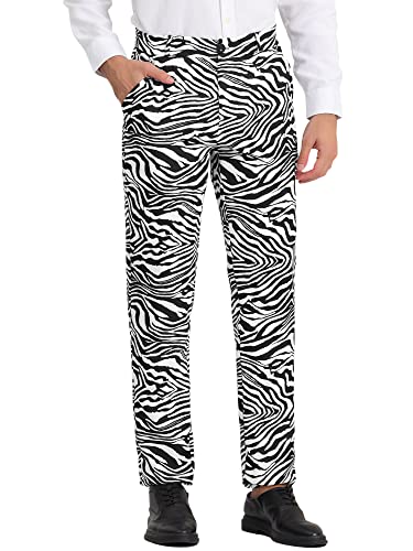 Lars Amadeus Herren Flache Vorderseite Party Club Tierdruck Anzughose Hose Zebra Print 3XL Lars Amadeus Herren Flache Vorderseite Party Club Tierdruck Anzughose Hose Zebra Print 3XL von Lars Amadeus