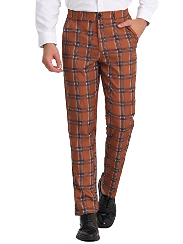 Lars Amadeus Herren Formelle Reguläre Passform Karierte Schottenmuster Anzughose Hose Braun weiß XXL Lars Amadeus Herren Formelle Reguläre Passform Karierte Schottenmuster Anzughose Hose Braun weiß XXL von Lars Amadeus