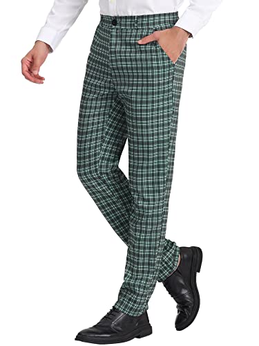 Lars Amadeus Herren Formelle Reguläre Passform Karierte Schottenmuster Anzughose Hose Dunkelgrünes Weiß XXL Lars Amadeus Herren Formelle Reguläre Passform Karierte Schottenmuster Anzughose Hose Dunkelgrünes Weiß XXL von Lars Amadeus