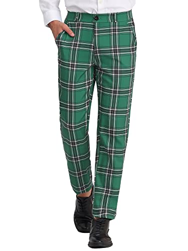 Lars Amadeus Herren Formelle Reguläre Passform Karierte Schottenmuster Anzughose Hose Grün Schwarz 3XL Lars Amadeus Herren Formelle Reguläre Passform Karierte Schottenmuster Anzughose Hose Grün Schwarz 3XL von Lars Amadeus