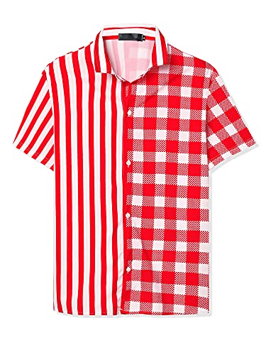 Lars Amadeus Herren Hemd in Kontrastfarbe mit Button-Down-Print und gestreiftem Karomuster rot-Weiss XL Lars Amadeus Herren Hemd in Kontrastfarbe mit Button-Down-Print und gestreiftem Karomuster rot-Weiss XL von Lars Amadeus
