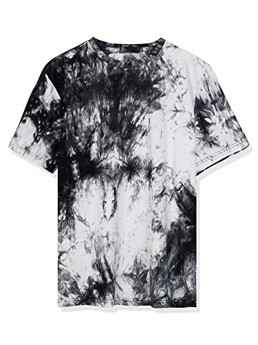 Lars Amadeus Herren Kurzarm Rundhals Batik Muster Top T-Shirt Schwarz-Weiss S von Lars Amadeus