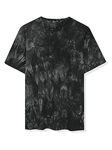 Lars Amadeus Herren Kurzarm Rundhals Batik Muster Top T-Shirt Schwarzgrau M von Lars Amadeus