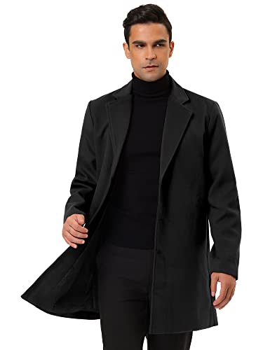 Lars Amadeus Herren Trenchcoat Slim Fit Winter gekerbtes Revers Einreihig Lange Jacke Overcoat, schwarz, X-Large von Lars Amadeus