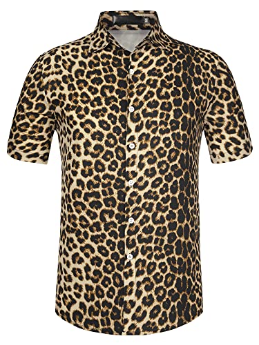 Lars Amadeus Herrenhemd mit Tierdruck, kurzärmelig, Knopfleiste, lässig, Sommer, bedruckte Hemden, Leoparden-Print, L Lars Amadeus Herrenhemd mit Tierdruck, kurzärmelig, Knopfleiste, lässig, Sommer, bedruckte Hemden, Leoparden-Print, L von Lars Amadeus