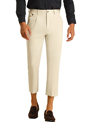 Lars Amadeus Solide Cropped-Hose für Herren, schmale Passform, plissiert, knöchellang, schmal zulaufend, Beige, 48 Lars Amadeus Solide Cropped-Hose für Herren, schmale Passform, plissiert, knöchellang, schmal zulaufend, Beige, 48 von Lars Amadeus