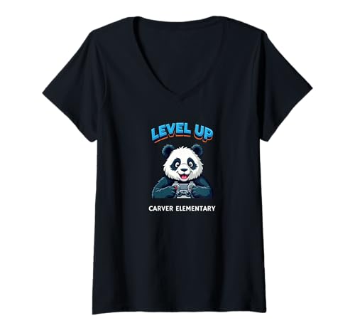 Damen Level Up Panda Bear Gaming Elementary Design T-Shirt mit V-Ausschnitt Damen Level Up Panda Bear Gaming Elementary Design T-Shirt mit V-Ausschnitt von Larsen Falls Gifts