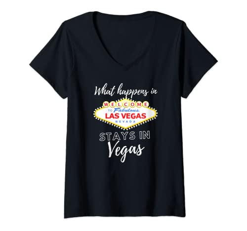 Damen What Happens In Vegas Sin City - Las Vegas T-Shirt mit V-Ausschnitt Damen What Happens In Vegas Sin City - Las Vegas T-Shirt mit V-Ausschnitt von Las Vegas Deko und Souvenirs
