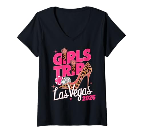 Damen Las Vegas Girlstrip 2025 Vegas Babywochenende Geburtstagskader T-Shirt mit V-Ausschnitt von Las Vegas Girls Trip 2025 Vegas Birthday Squad