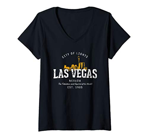 Damen USA Urlaub Souvenir Las Vegas T-Shirt mit V-Ausschnitt Damen USA Urlaub Souvenir Las Vegas T-Shirt mit V-Ausschnitt von Las Vegas Souvenirs von Treaja