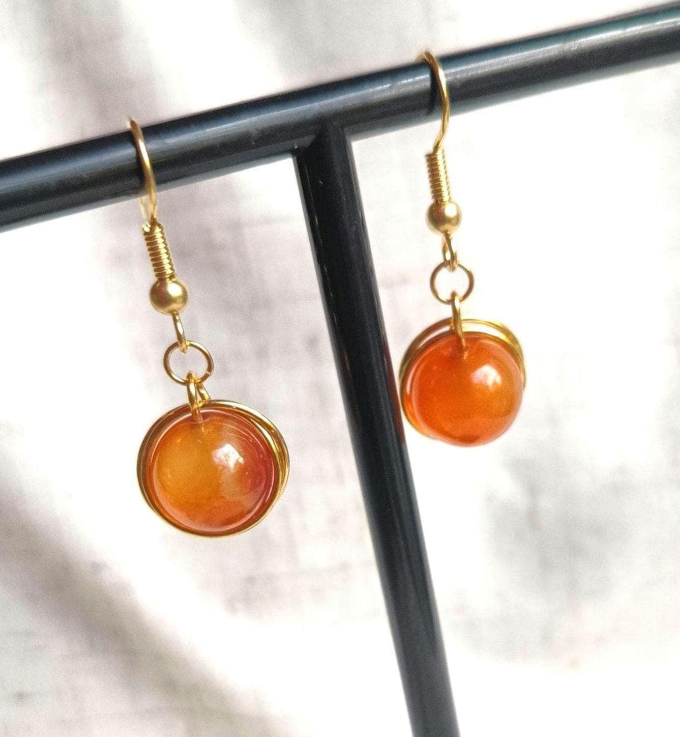 Karneol Ohrringe, Edelstein Hängohrringe von LasCoresShop