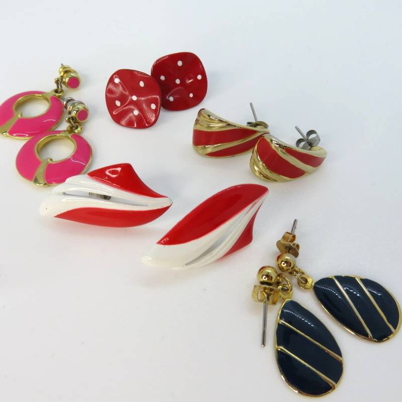 Lot Von 5 Paar Vintage Pierced Ohrringe Posts Mid Century Modern Mixed von LasVegasCloset