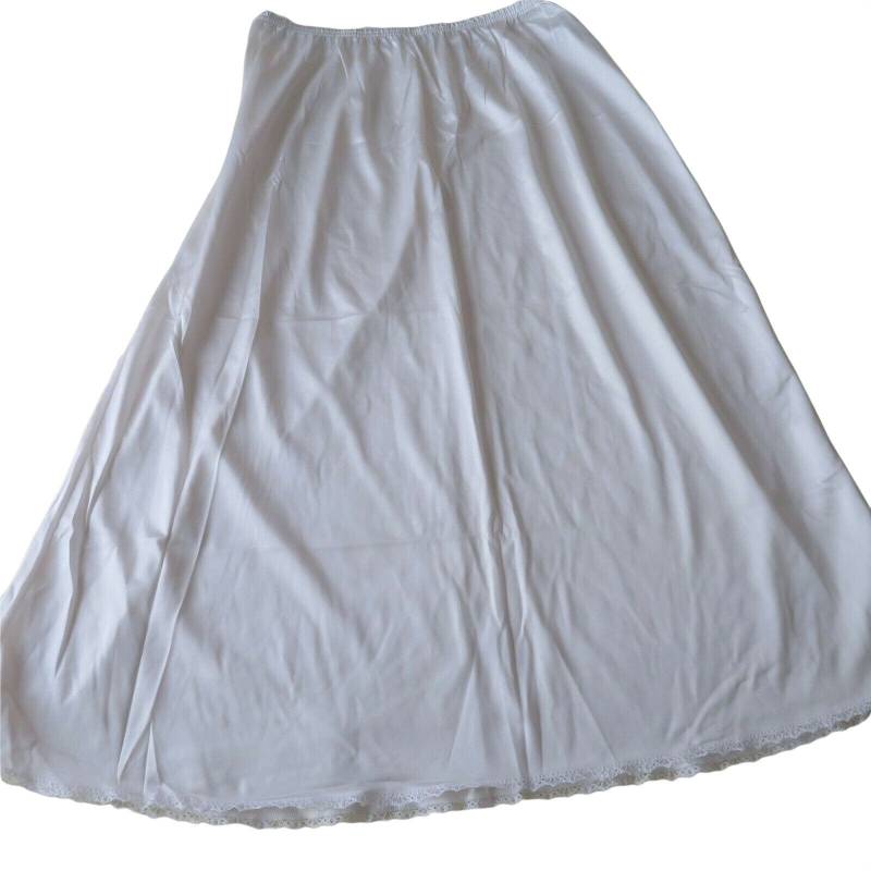 Vintage 60Er Jc Penny Half Slip Midi Kleid S Weiß Nylon Spitze Modest Glam Pin Up Usa Made von LasVegasCloset