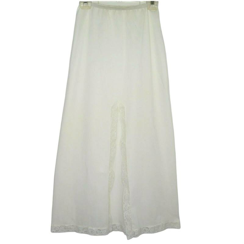 Vintage 60Er Van Raalte Maxi Half Slip Weiß Xs Nylon Spitze Deep Slit Made in Usa von LasVegasCloset