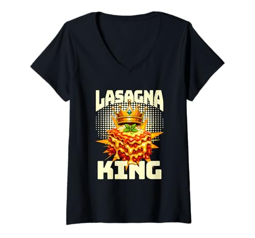 Damen Lasagne-König T-Shirt mit V-Ausschnitt Damen Lasagne-König T-Shirt mit V-Ausschnitt von Lasagna Italian Food