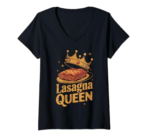 Damen Lasagne-Königin T-Shirt mit V-Ausschnitt Damen Lasagne-Königin T-Shirt mit V-Ausschnitt von Lasagna Italian Pasta Food