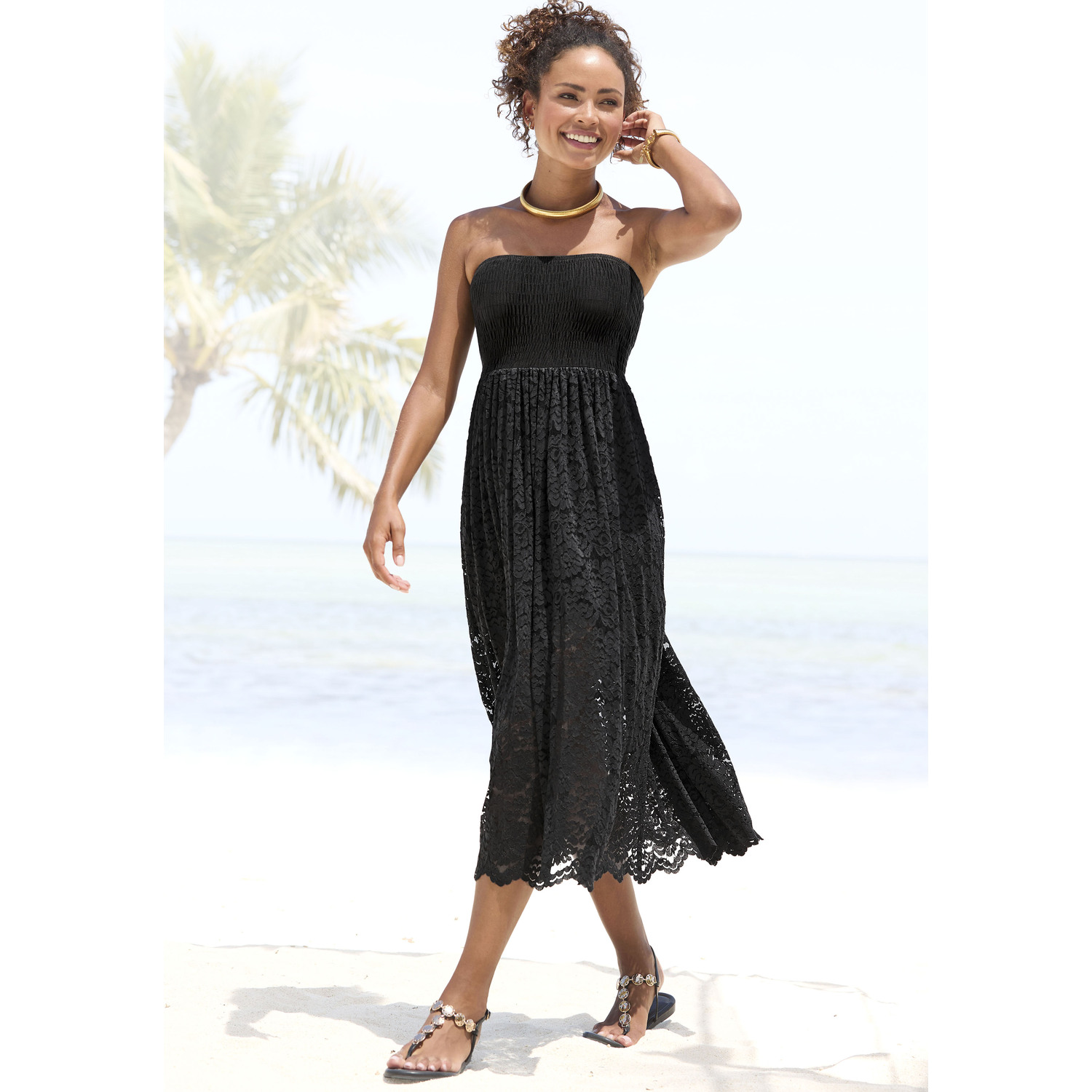 LASCANA 2-in-1-Kleid Damen schwarz Gr.40 von Lascana