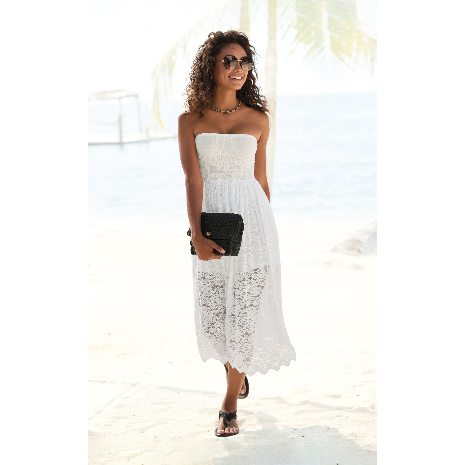 LASCANA 2-in-1-Kleid Damen weiß Gr.40 LASCANA 2-in-1-Kleid Damen weiß Gr.40 von Lascana