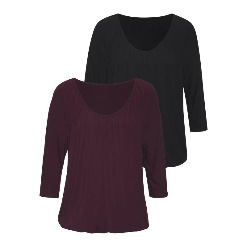 LASCANA 3/4-Arm-Shirt Damen aubergine, schwarz Gr.36/38 von Lascana
