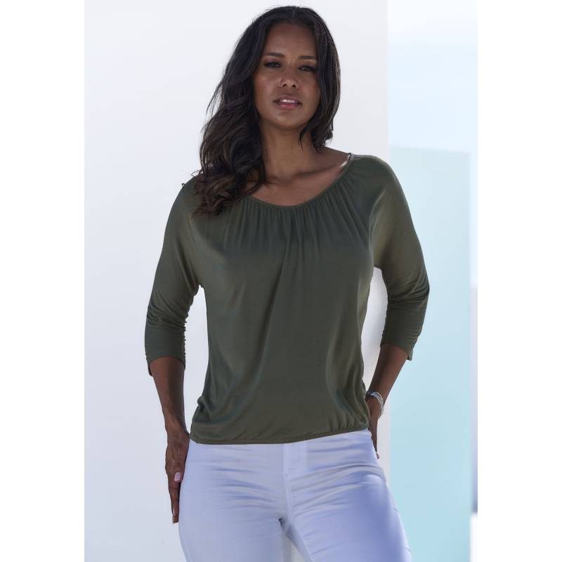 LASCANA 3/4-Arm-Shirt Damen graugrün Gr.32/34 von Lascana