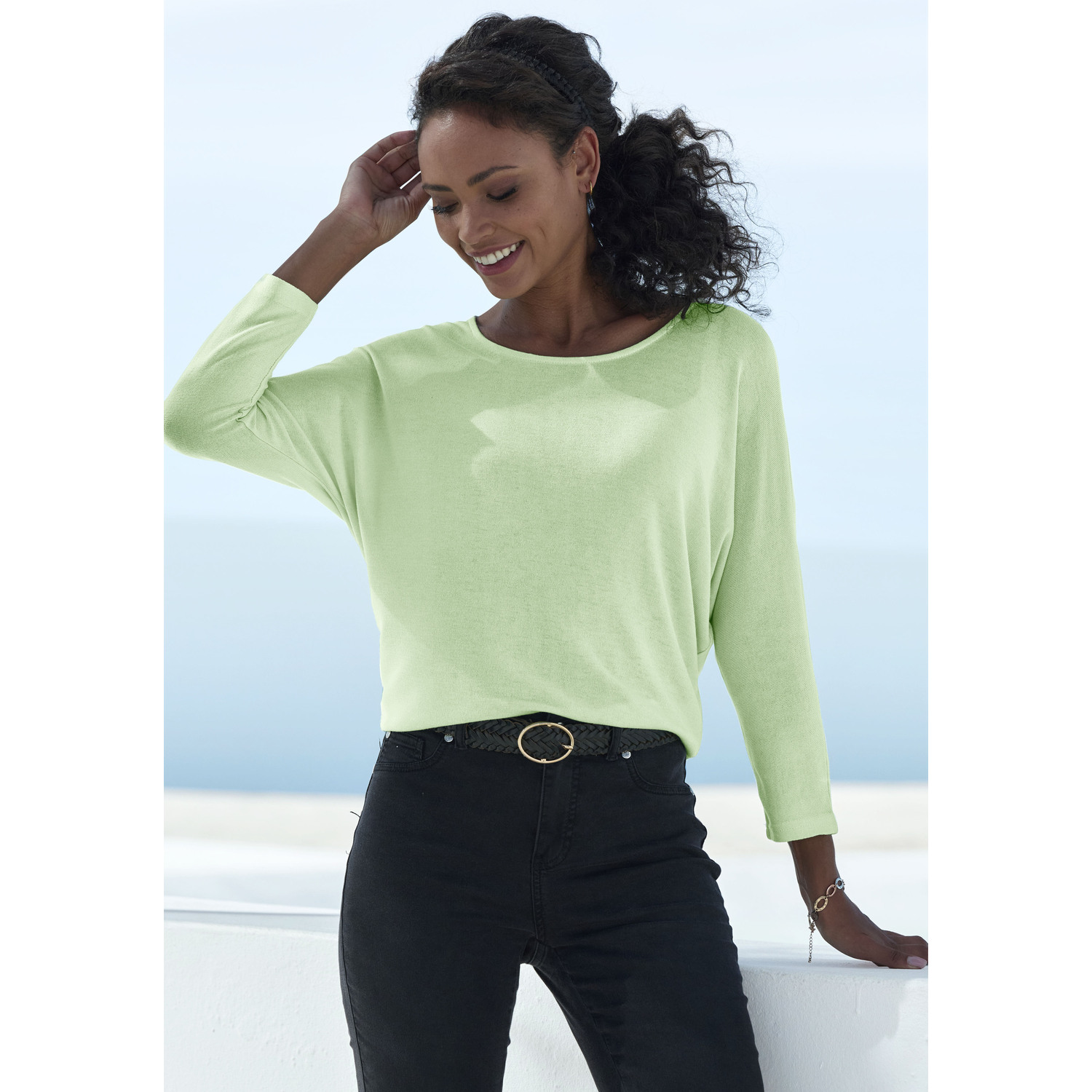 LASCANA 3/4-Arm-Shirt Damen hellgrün Gr.48/50 von Lascana