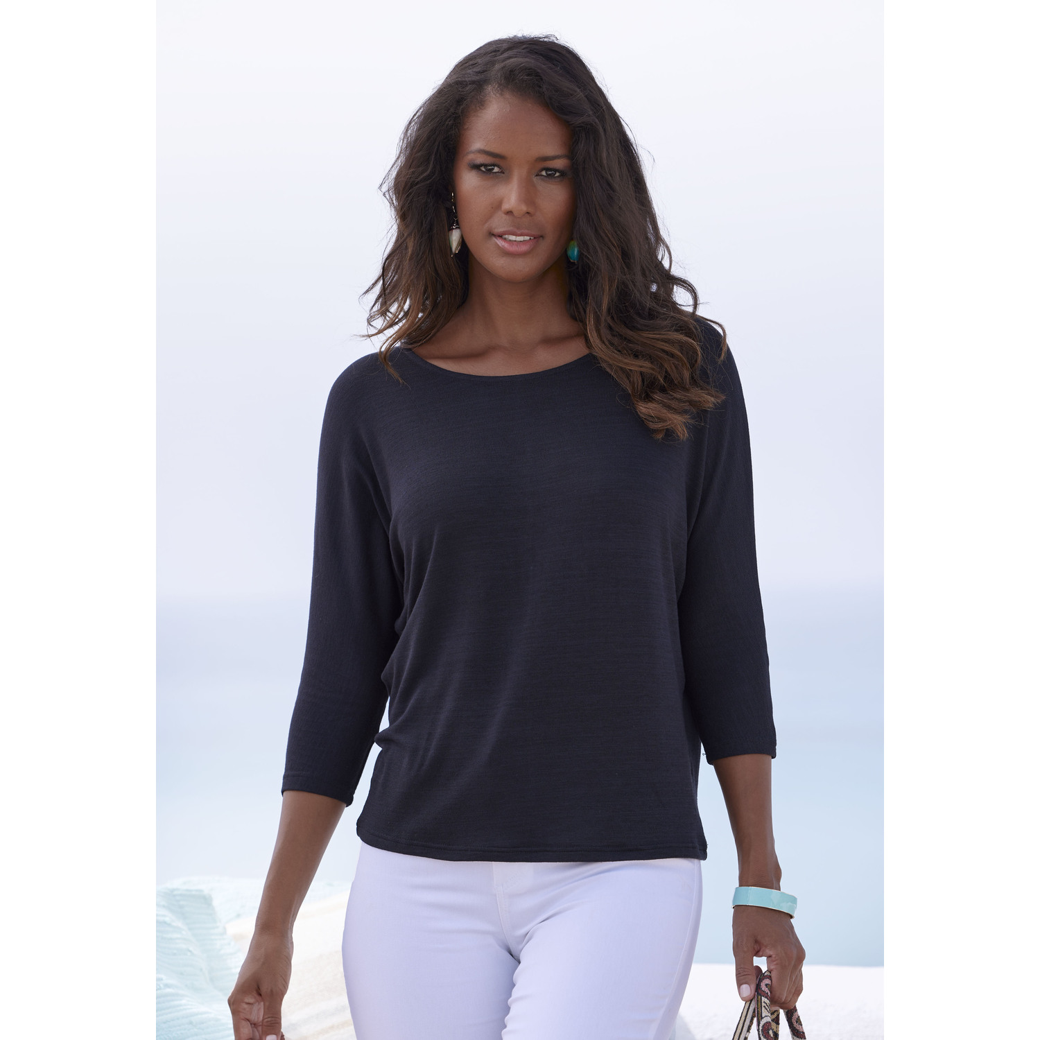 LASCANA 3/4-Arm-Shirt Damen schwarz Gr.48/50 von Lascana