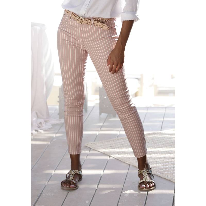 LASCANA 7/8-Jeggings Damen mauve-weiß-gestreift Gr.38 von Lascana