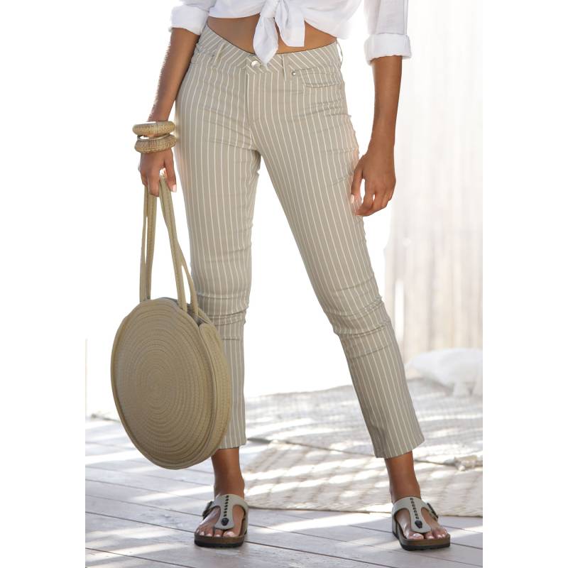 LASCANA 7/8-Jeggings Damen sand-weiß-gestreift Gr.44 von Lascana
