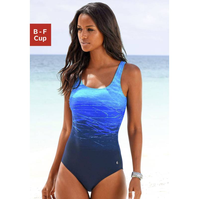 LASCANA Badeanzug Damen blau-bedruckt Gr.40 Cup D von Lascana