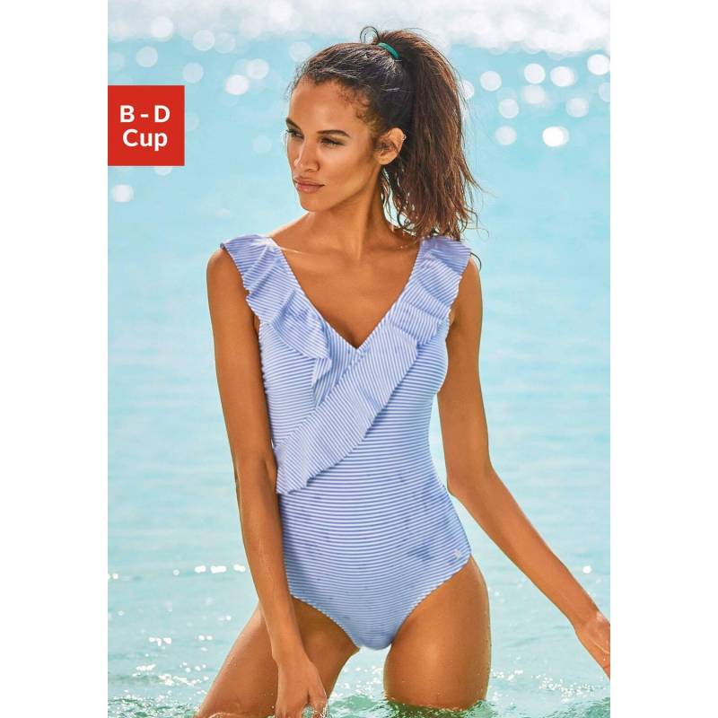LASCANA Badeanzug Damen gestreift-blau-weiß Gr.42 Cup C von Lascana