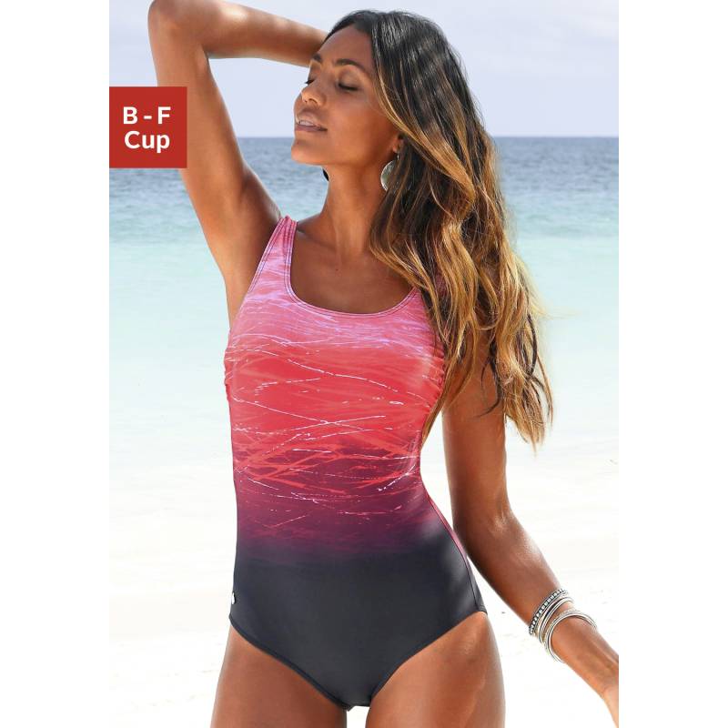 LASCANA Badeanzug Damen rot-bedruckt Gr.52 Cup C von Lascana