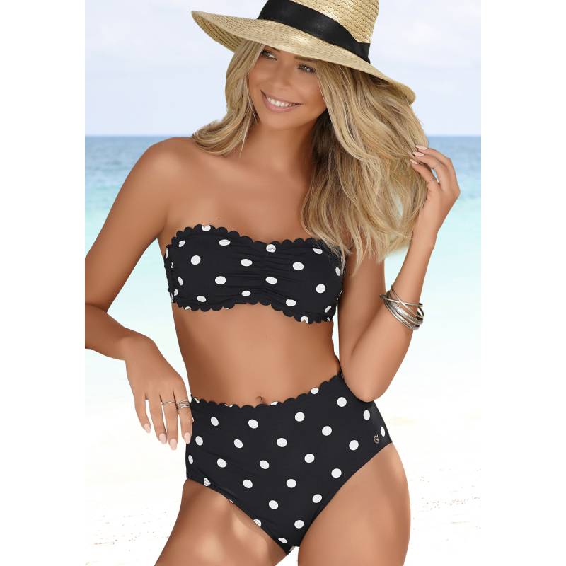 LASCANA Bandeau-Bikini-Top Damen schwarz-weiß Gr.32 Cup A/B von Lascana
