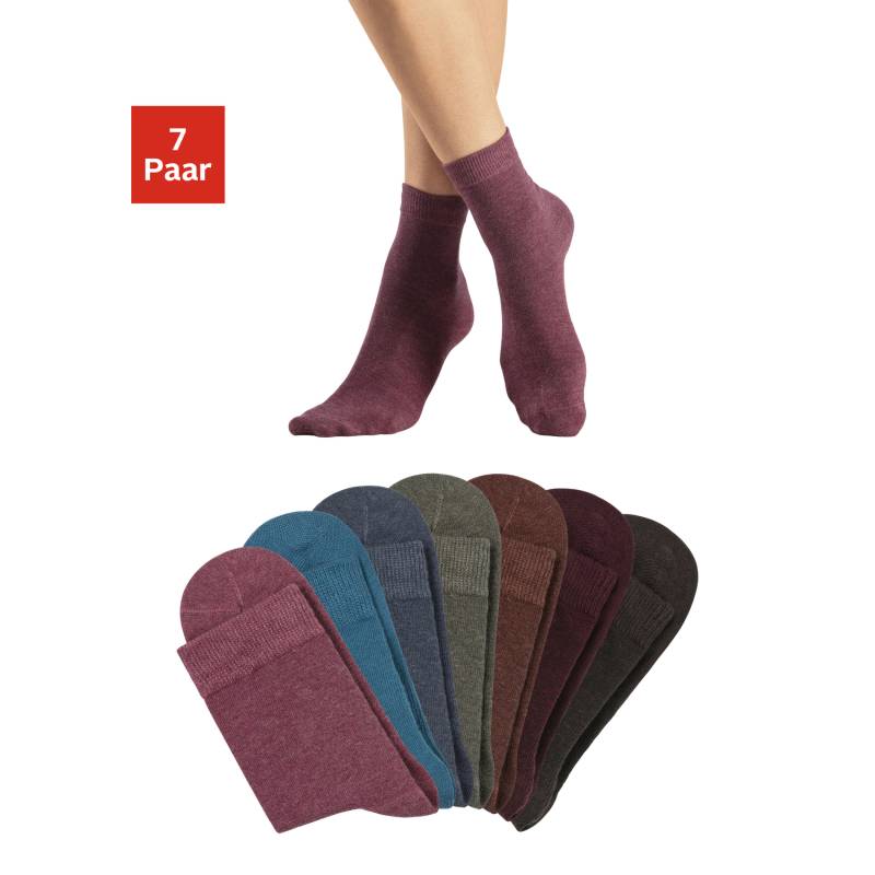 LASCANA Basicsocken Damen 1x braun-melange, 1x hellbraun-melange, 1x olive-melange, 1x ruby-melange, 1x beere-melange, 1x jeans-melange, 1x petrol-melange Gr.39-42 von Lascana