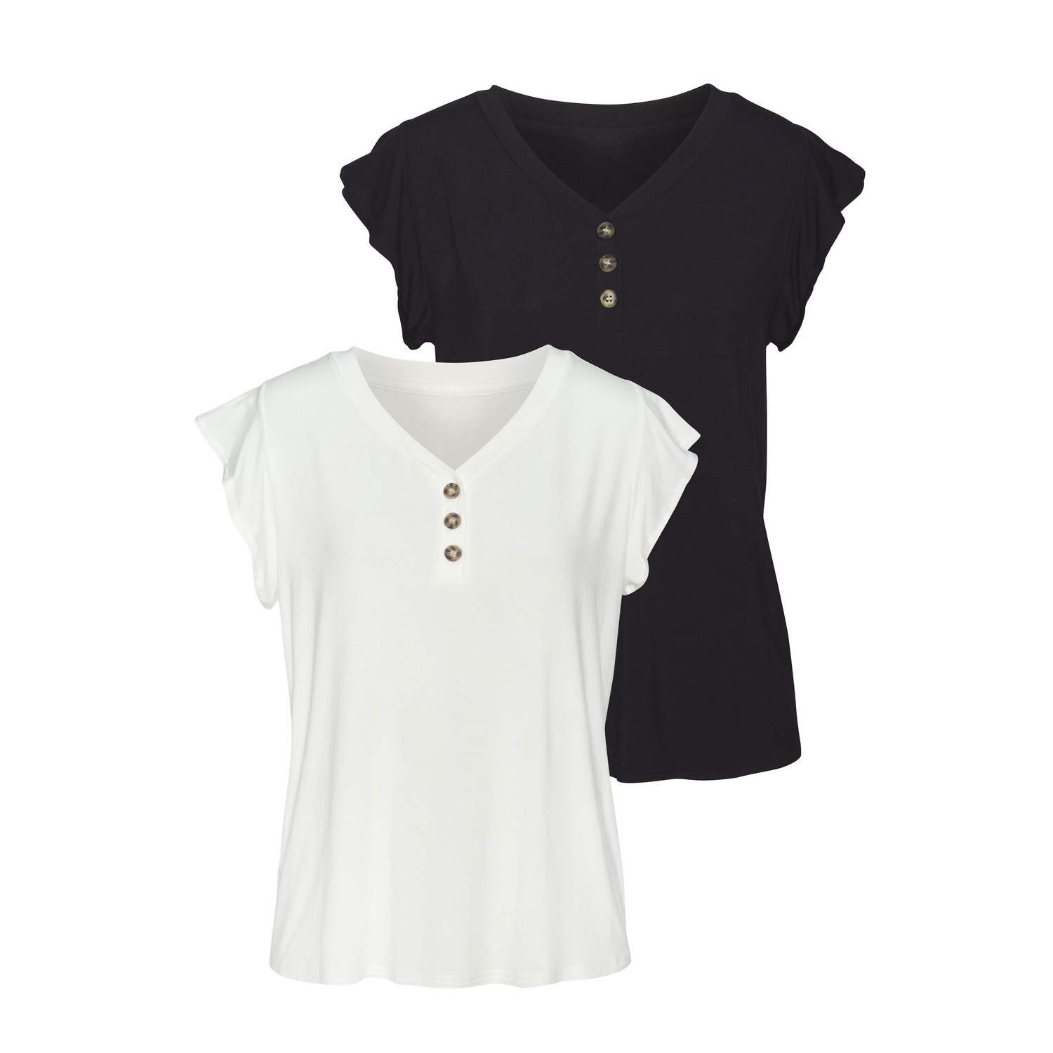 LASCANA Blusenshirt Damen creme, schwarz Gr.48/50 von Lascana