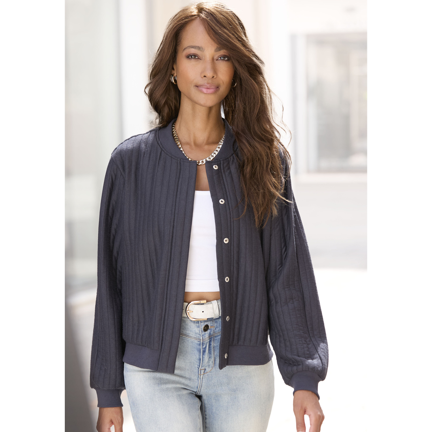 LASCANA Bomberjacke Damen graublau Gr.42 von Lascana