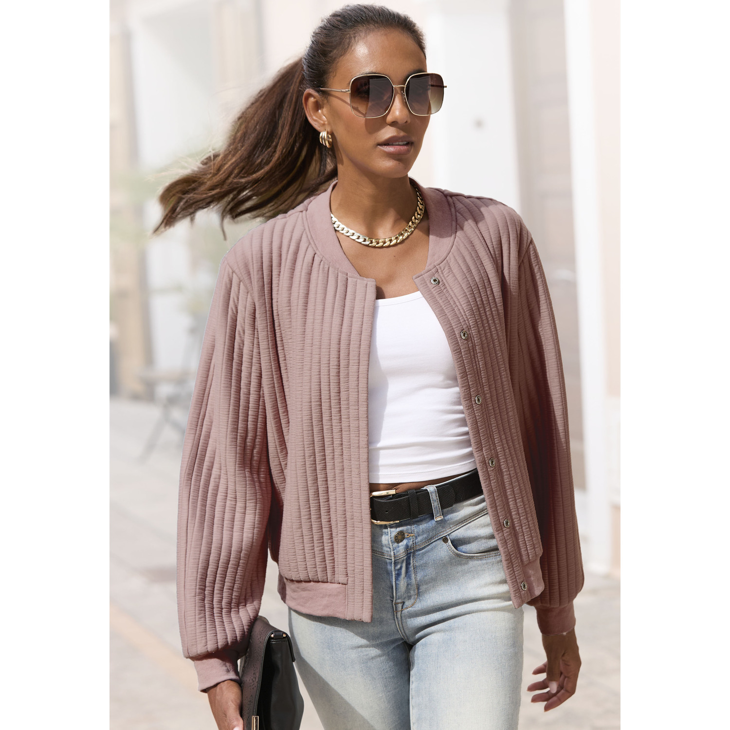 LASCANA Bomberjacke Damen mauve Gr.42 LASCANA Bomberjacke Damen mauve Gr.42 von Lascana