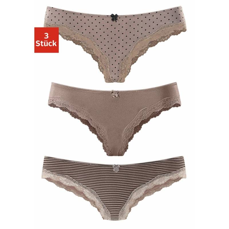 LASCANA Brasilslip Damen taupe-uni, gepunktet, gestreift Gr.36/38 von Lascana