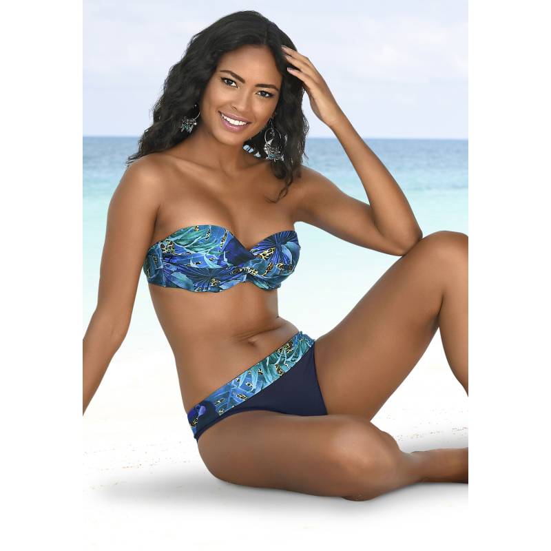 LASCANA Bügel-Bandeau-Bikini Damen blau-bedruckt Gr.44 Cup D von Lascana