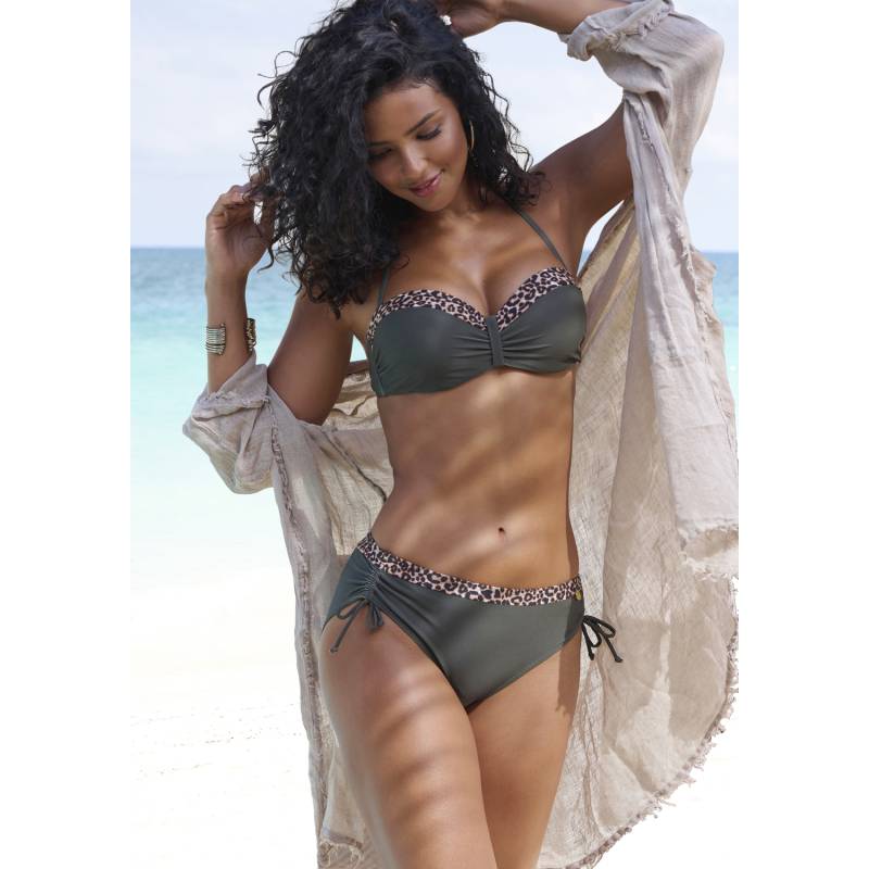 LASCANA Bügel-Bandeau-Bikini-Top Damen oliv-leo Gr.36 Cup E von Lascana