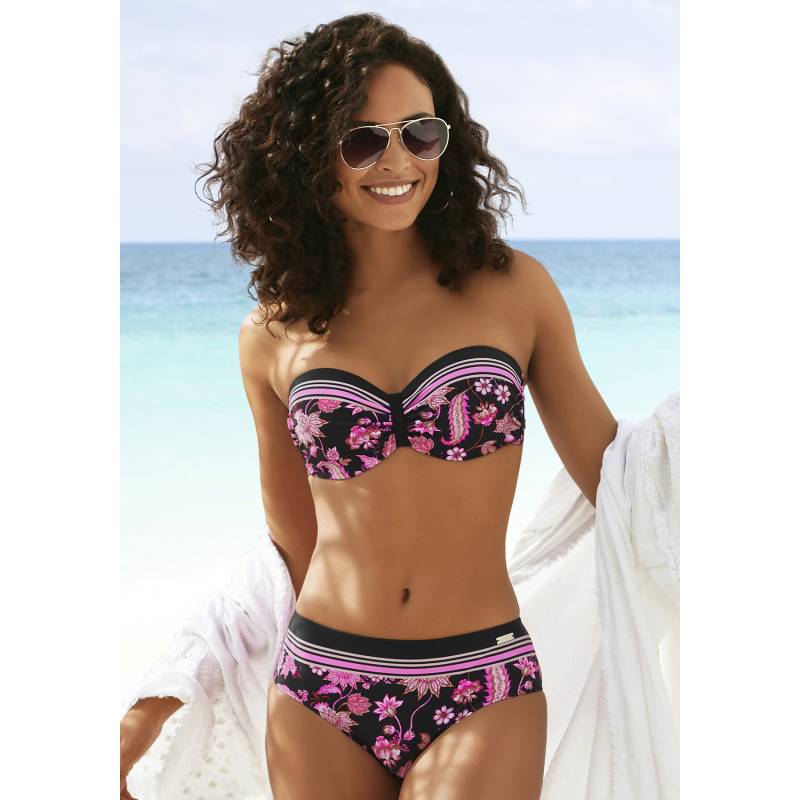 LASCANA Bügel-Bandeau-Bikini-Top Damen schwarz-pink Gr.34 Cup C von Lascana