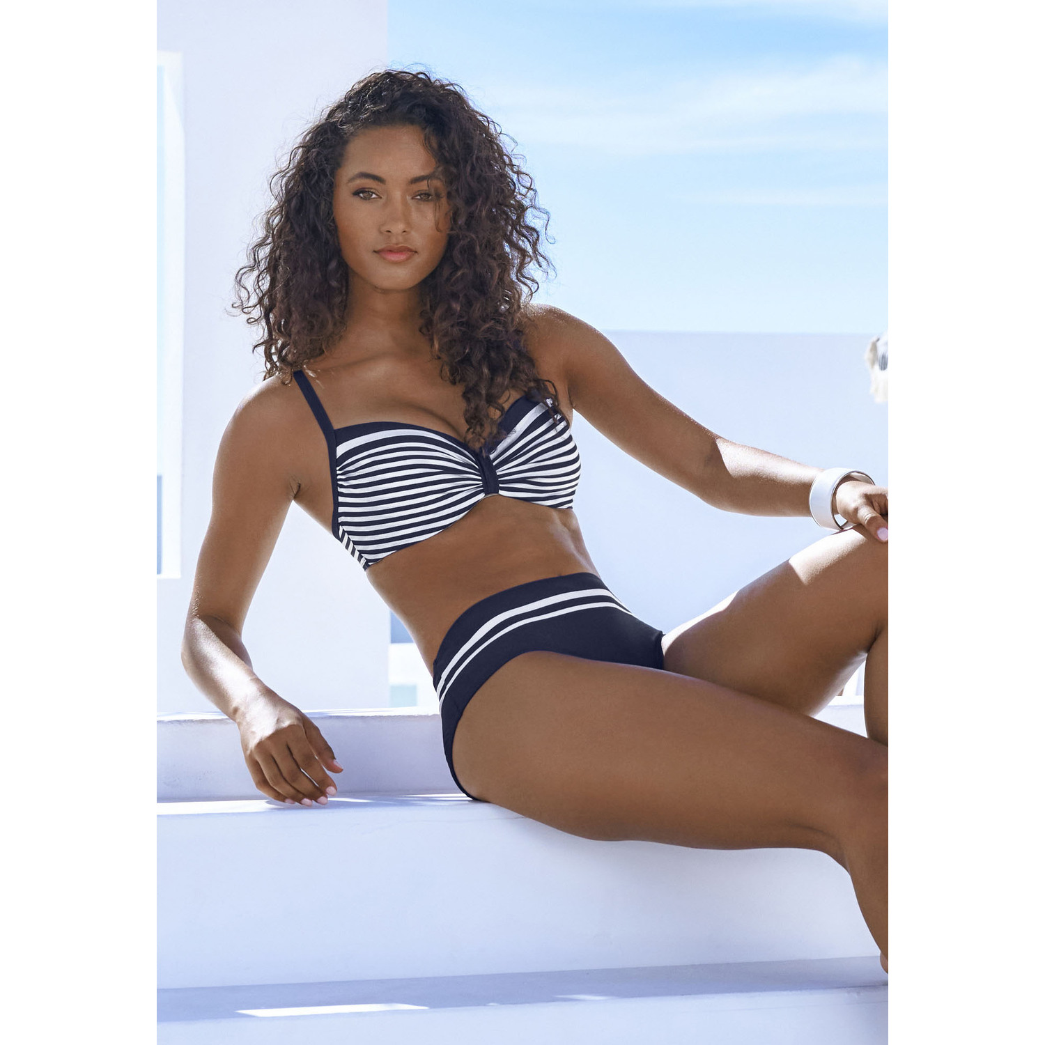 LASCANA Bügel-Bikini-Top Damen marine-weiß Gr.46 Cup E von Lascana