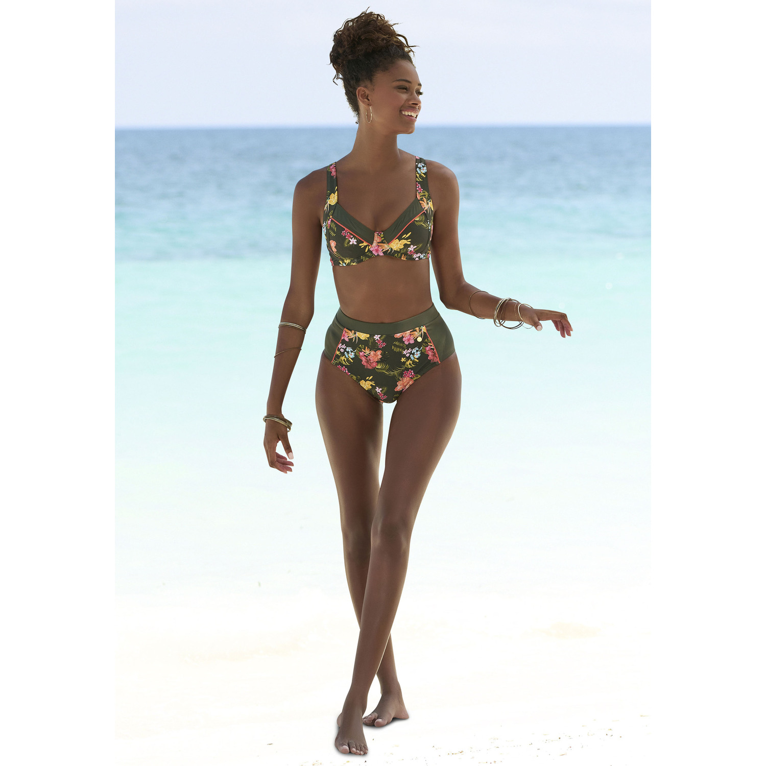 LASCANA Bügel-Bikini-Top Damen oliv bedruckt Gr.42 Cup F von Lascana