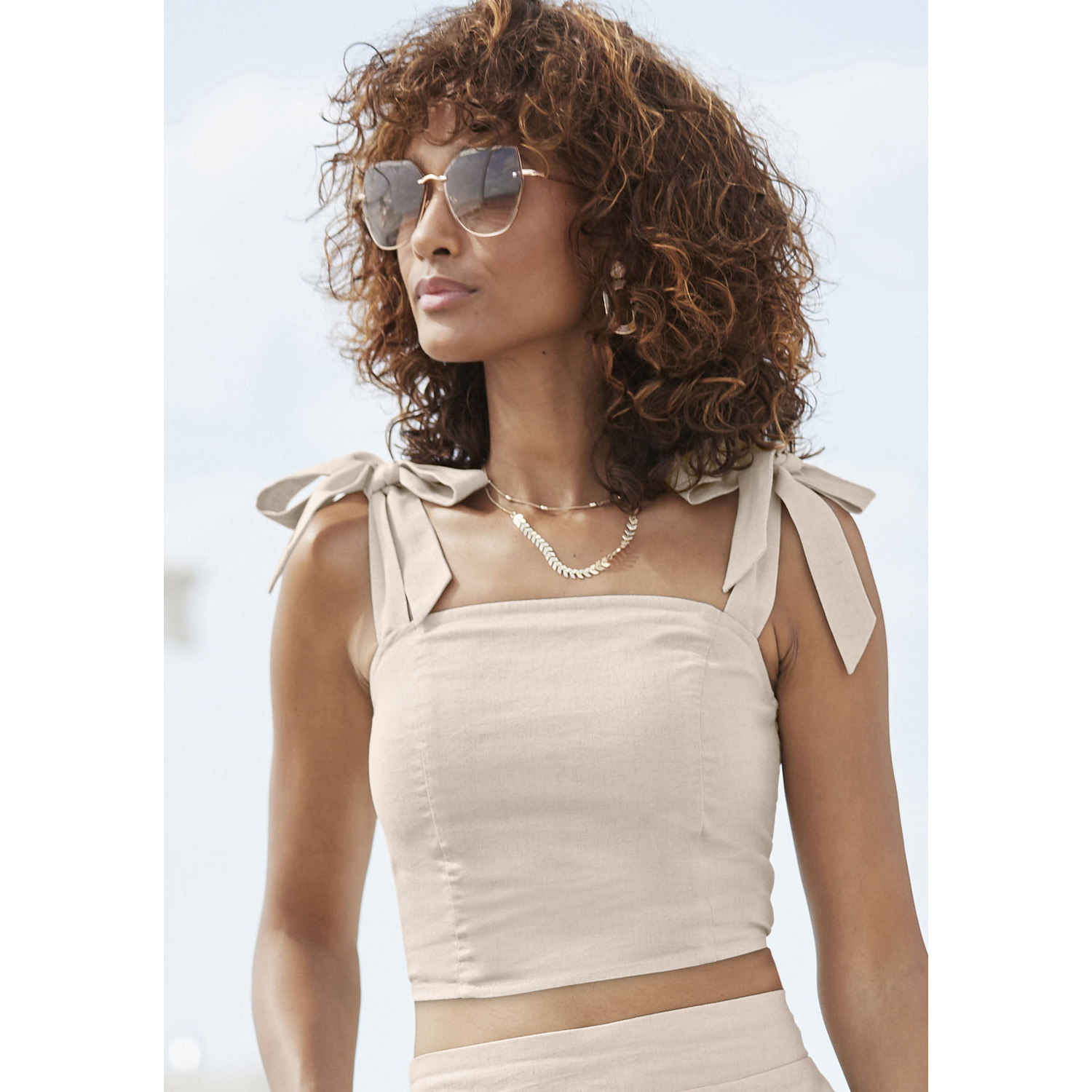 LASCANA Crop-Top Damen beige Gr.42 von Lascana