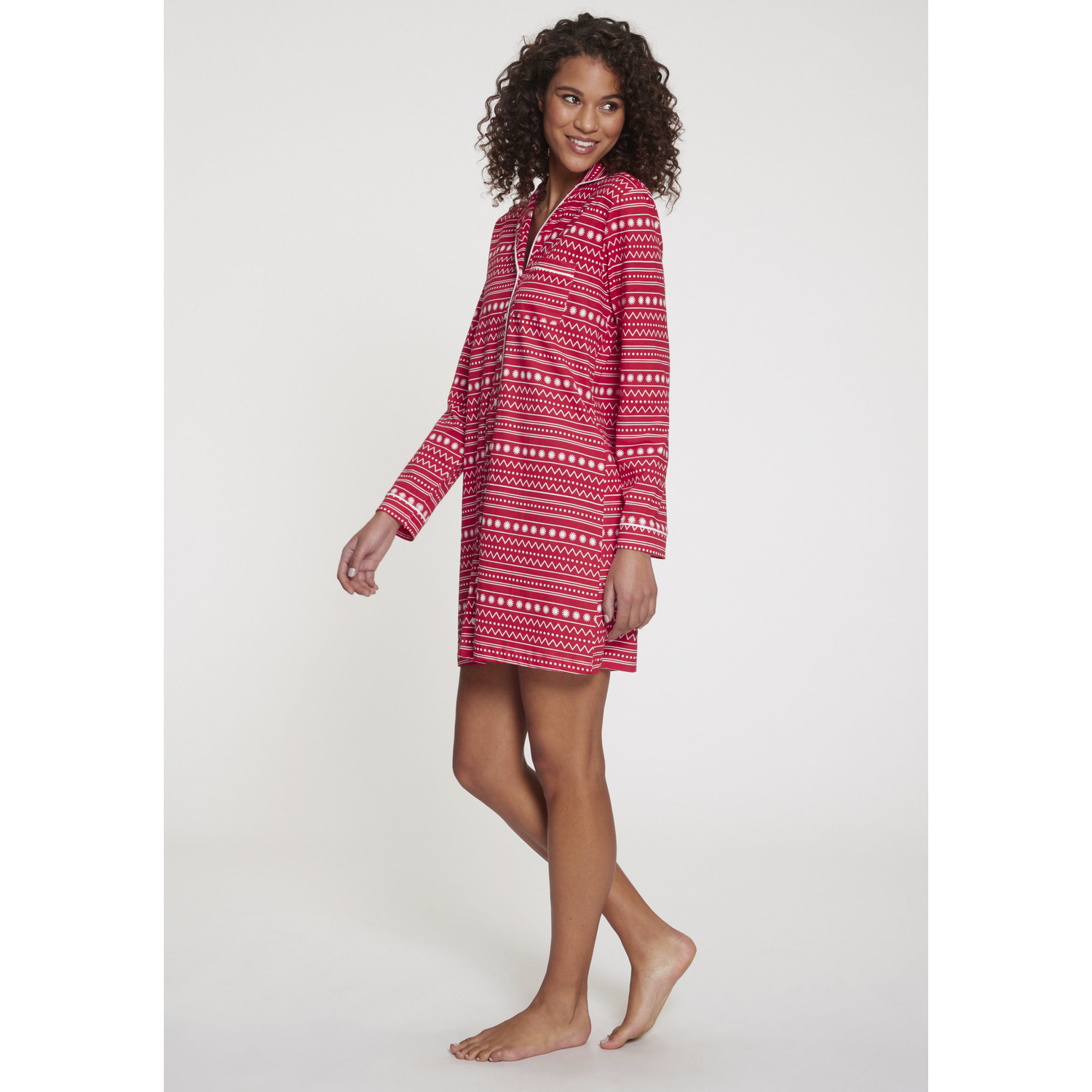 LASCANA Damen Nachthemd rot gemustert Gr.36/38 von Lascana