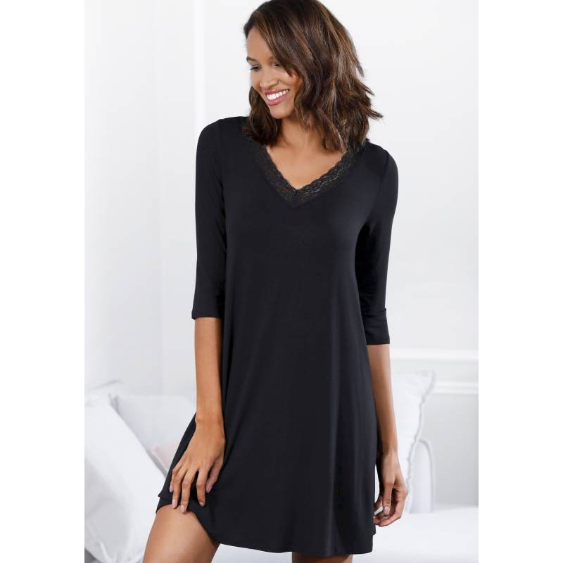 LASCANA Damen Nachthemd schwarz Gr.32/34 von Lascana