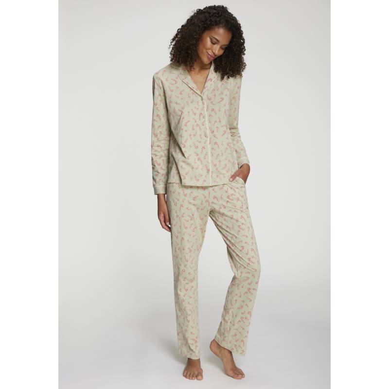 LASCANA Damen Pyjama grün-gemustert Gr.44/46 von Lascana
