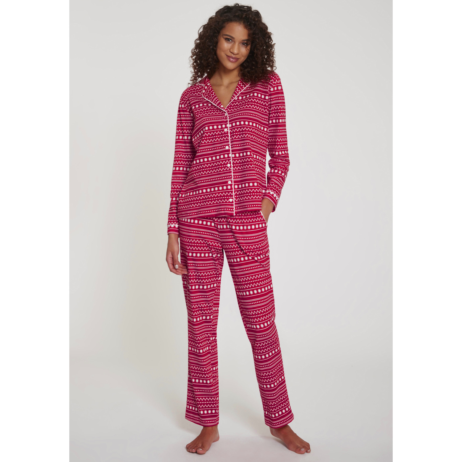 LASCANA Damen Pyjama rot gemustert Gr.40/42 von Lascana